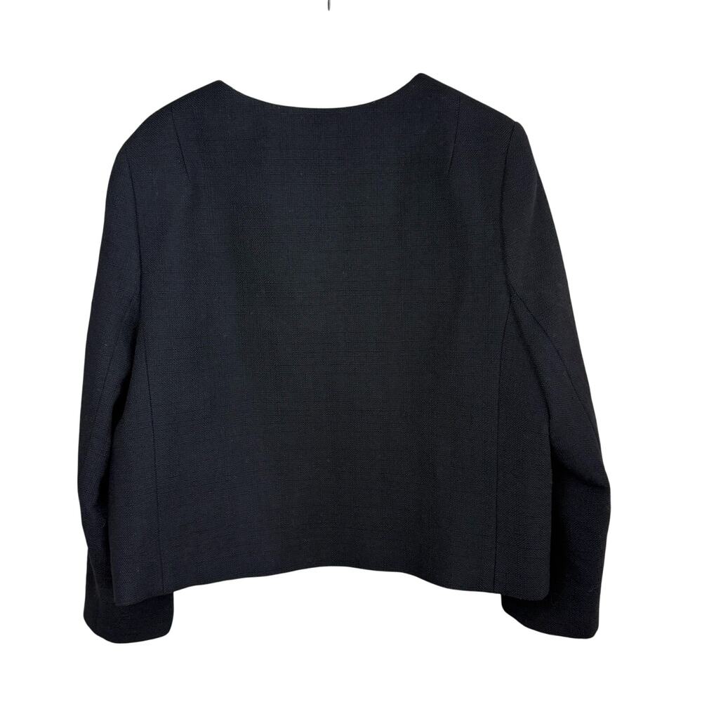 REISS Nola Cropped Wool Jacket - Black - Picture 8 of 10
